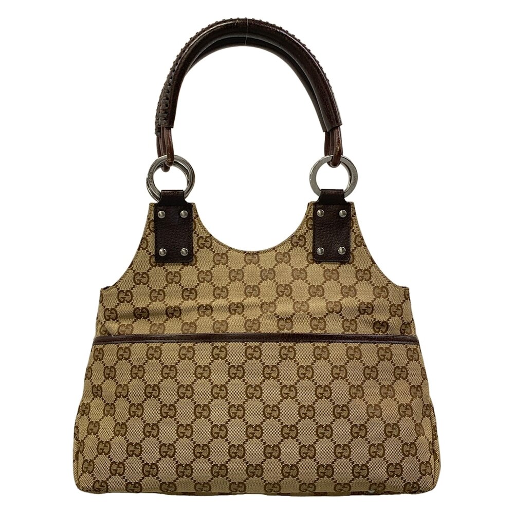 Gucci GG Shoulder Bag 131329 Beige Dark Brown Jacquard Leather